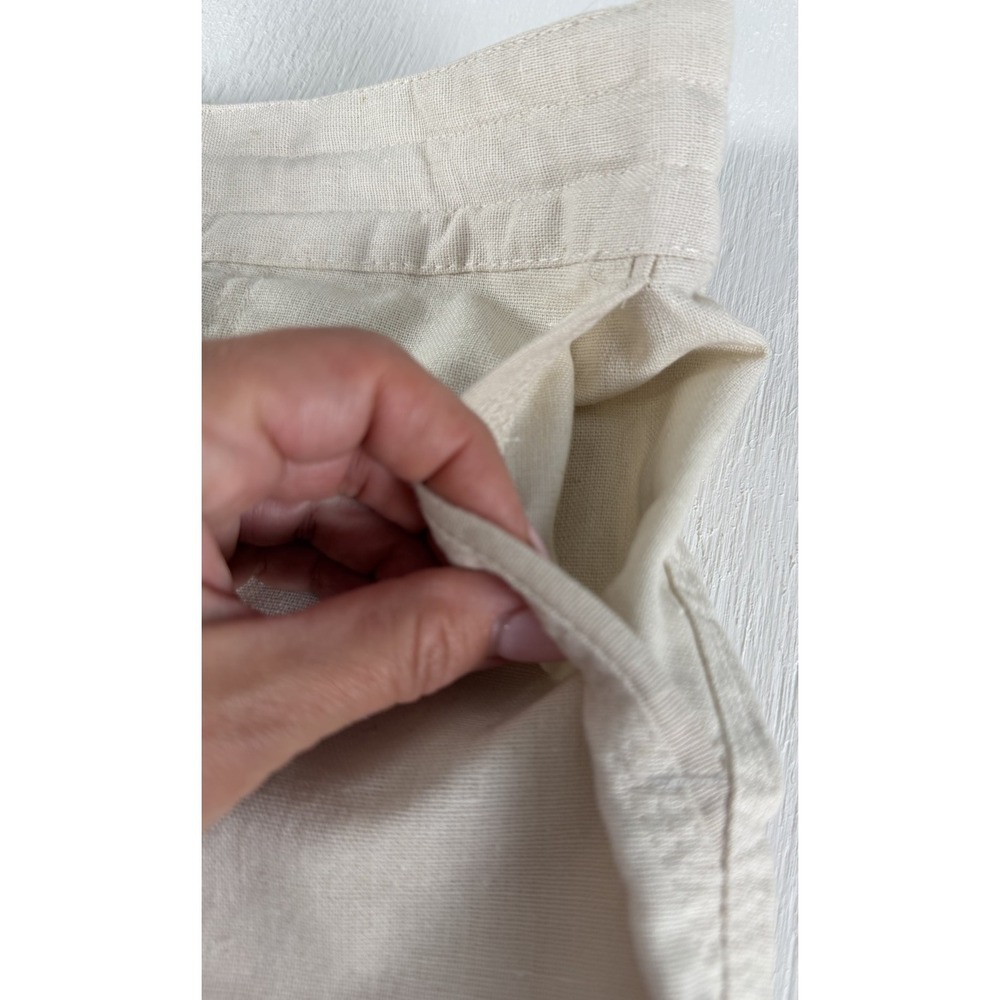 Per Se Shorts Ivory Tan‎ Linen Blend Women's Size Small Tie Elastic Coastal - Picture 4 of 13